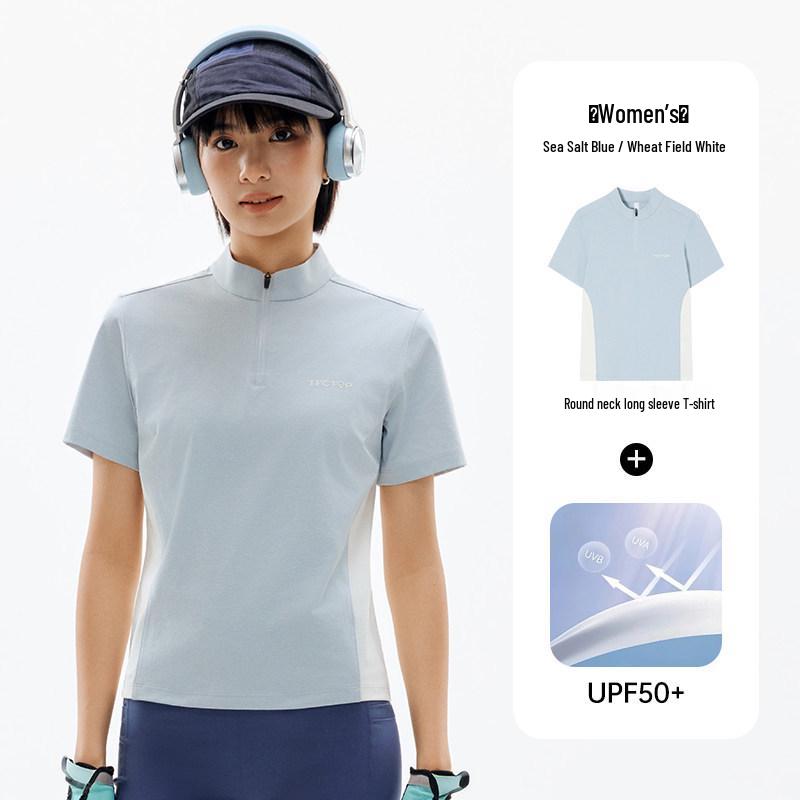 

TECTOP Women s Quick-Dry Short Sleeve Stand Collar T-Shirt - Breathable, Antibacterial, Perfect for Summer Sports and Fitness. 2XL