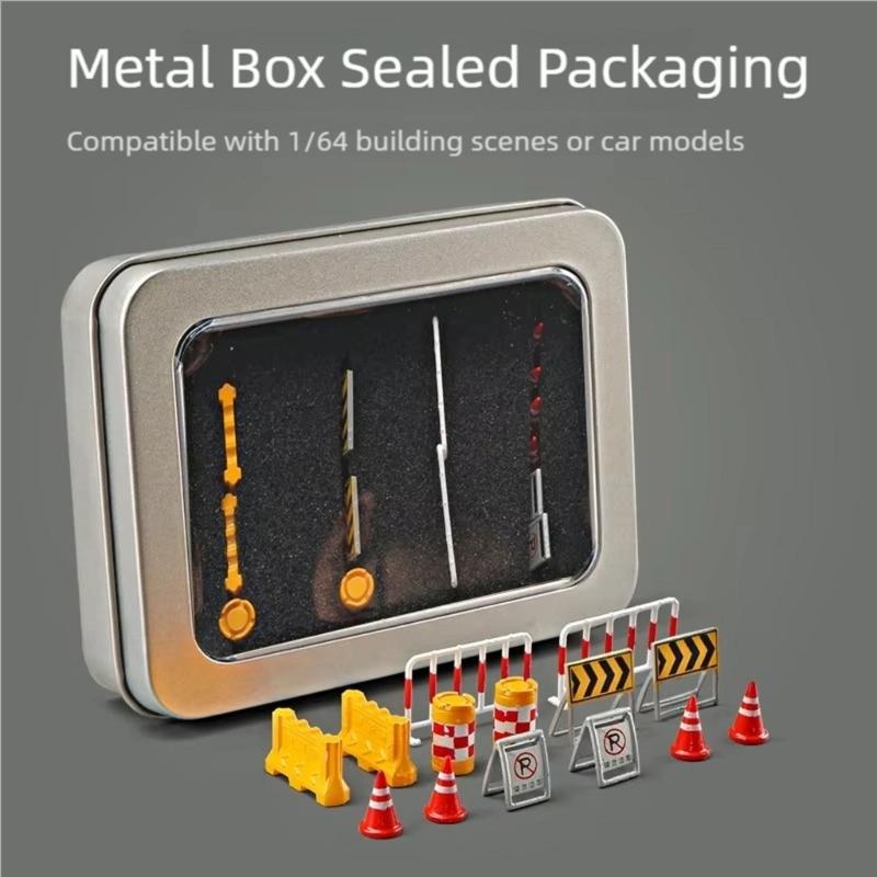 Miniature Traffic Barrier Set Warning Color Plastic Roadblocks Model Figure Props for Microlandscape Sand Table Setting