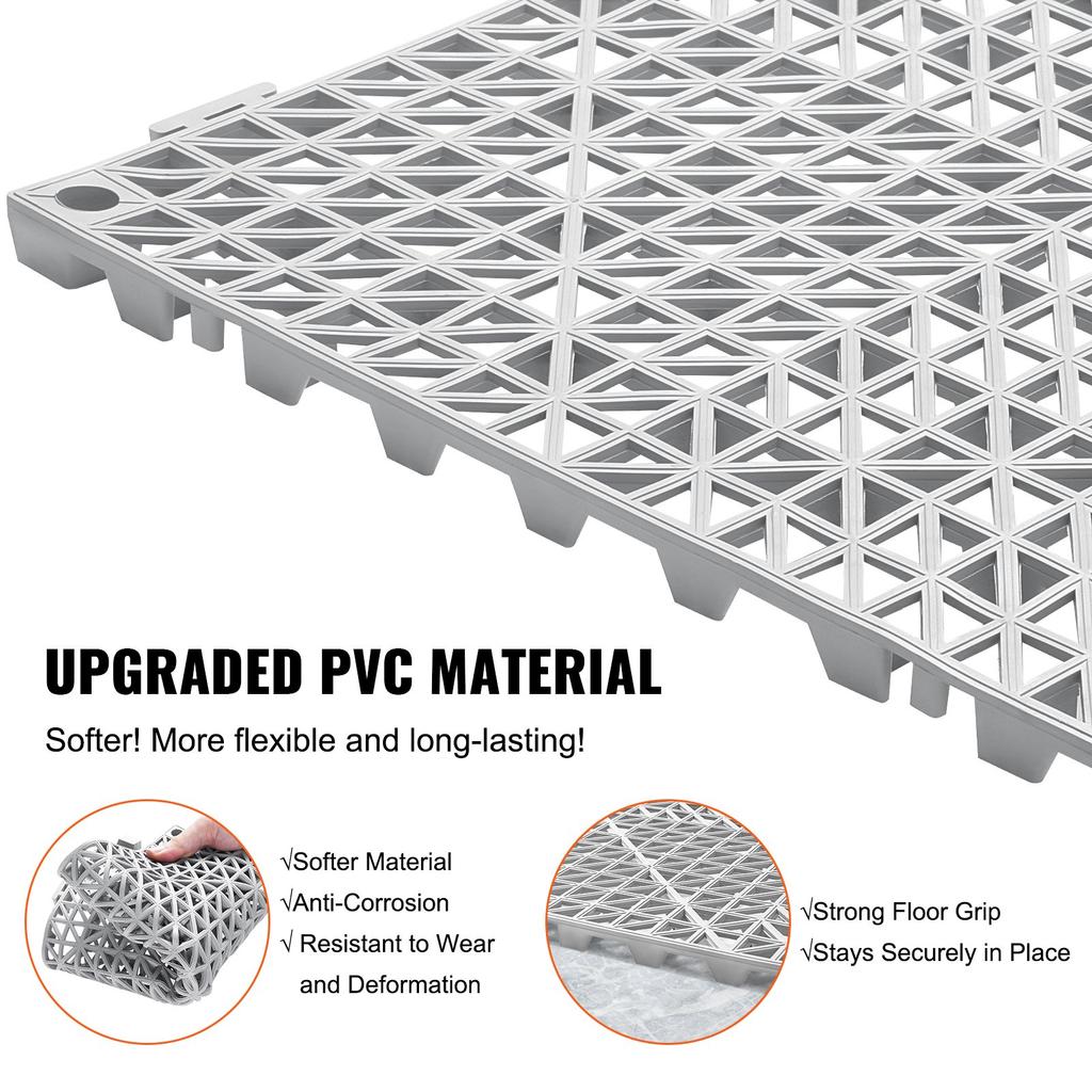 VEVOR Modular Interlocking Cushion, 55 Pack 30 X 30 Cm Splicing Drainage Mats, Soft PVC Interlocking Drainage Floor Tiles
