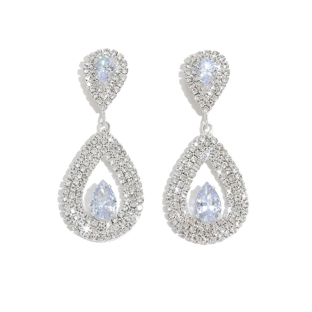 New Super Flash Diamond Set Water Drop shaped Earrings for Women, Korean Personality, Versatile Earrings