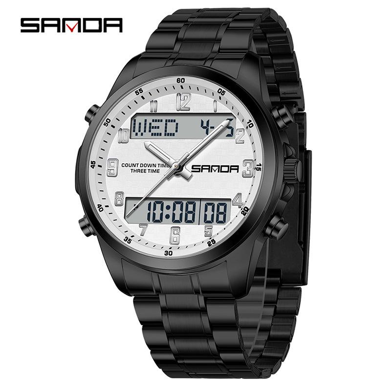 SANDA Multifunctional Luminous Student Watch - Classic, Fashionable, Waterproof with Timer & Alarm.