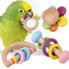 4PCS Parrot Toy Bird Chewing Toys Hanging Wooden Toy Parrot Playing Toy Set