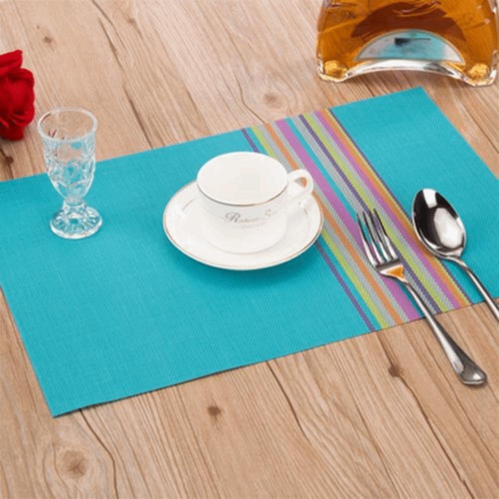 6 Pieces Waterproof Insulated Plate Mat PVC Place Mats Colorful Strip Table Mat  Dining Table