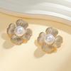 Vintage French Punk Flower Pearl Earrings: High-End Court Style Studs