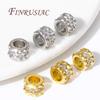 2/4/8Pcs/Lot 18K Gold Plated Brass with Zircon Spacer Beads For DIY Jewelry Making,Separators For Beads,Bracelets Bead Findings