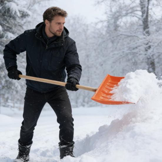 Snow Shovel Snow Pusher Large Capacity Bucket Manganese Steel Reinforced Design Scoop Shovel Snow Clearing Tool