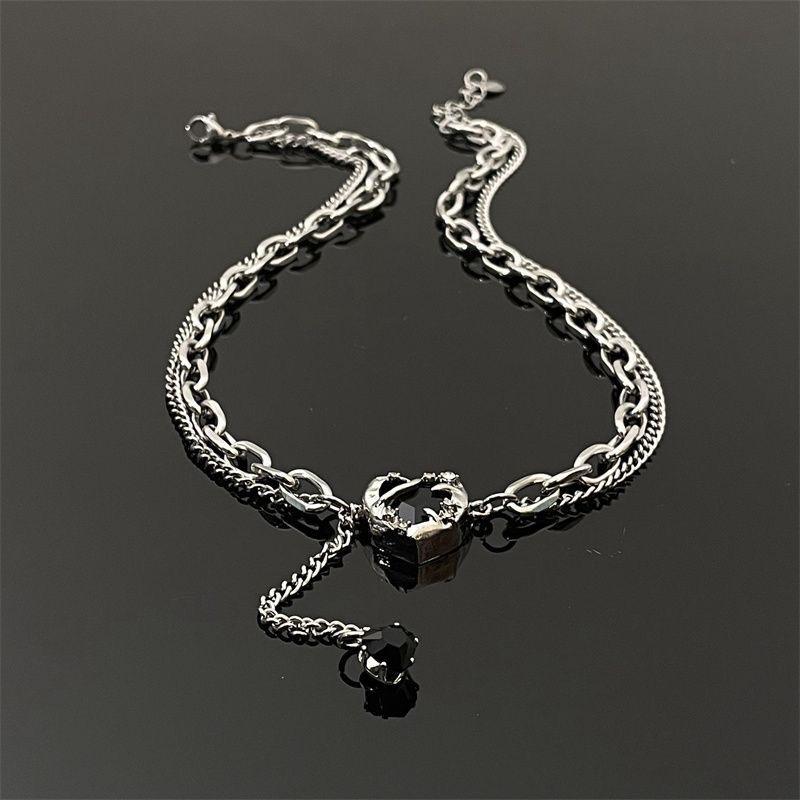 Alloy Heart Pendant Necklace for Men Women, Sweet Cool Style Electroplated Fashion Clavicle Chain Jewelry