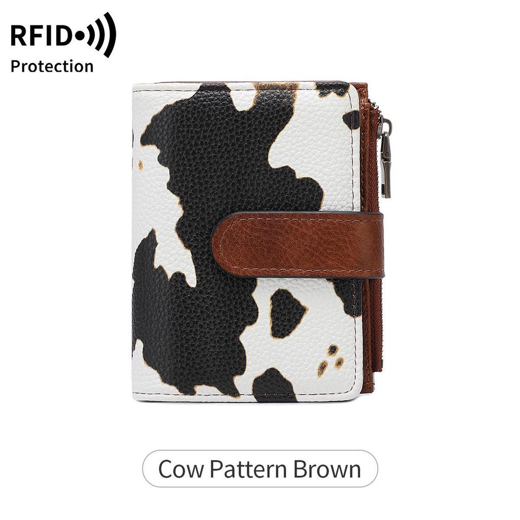 RFID Diebstahlschutz Damen Leder Dreifach-Geldbörse mit Mehrfach-Kartenfächern - Retro Europäischer und Amerikanischer Stil