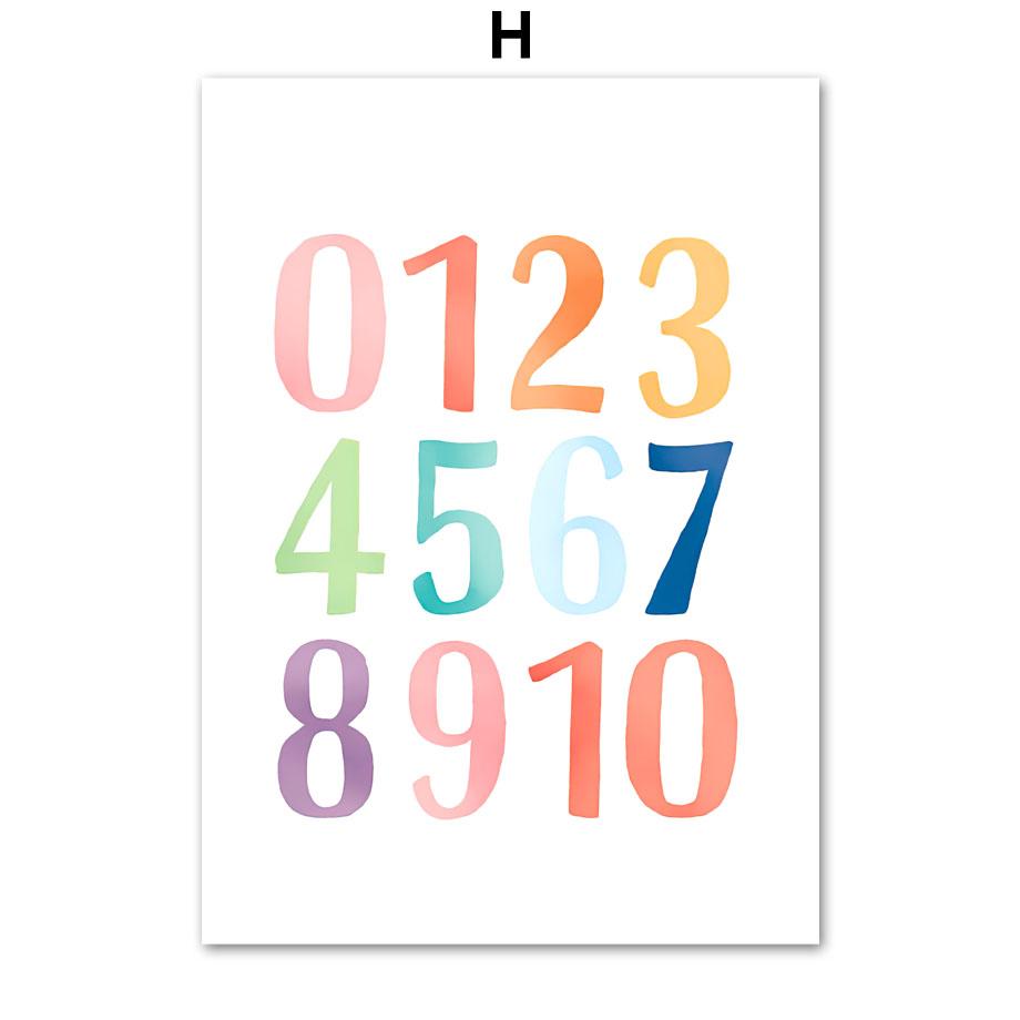 Bilingual Spanish Educational Learning Poster Alphabet Color Wall Art Print Canvas Painting Wall Pictures Baby Kids Room Decor