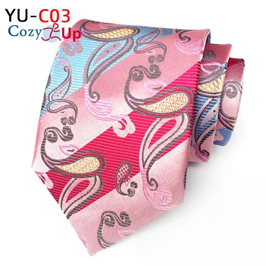 3.15" Fashion Striped PaisleyTie Men Flower Necktie for Wedding