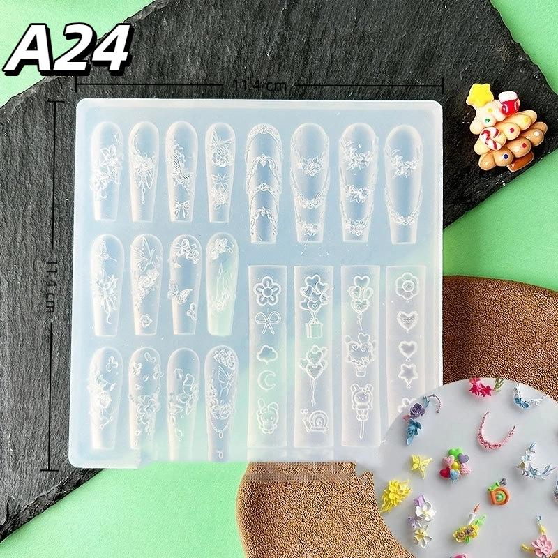 1Pc Chain Ice Flower Butterfly 3D Acrylic Mold Nail Art Decorations Diy Design Silicone Nails Mold