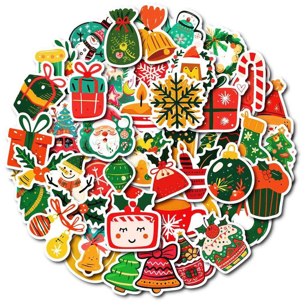 50 New Products Green Socks Christmas Series Stickers Decorative Water Cup Guitar Holiday Gift Creative Stickers