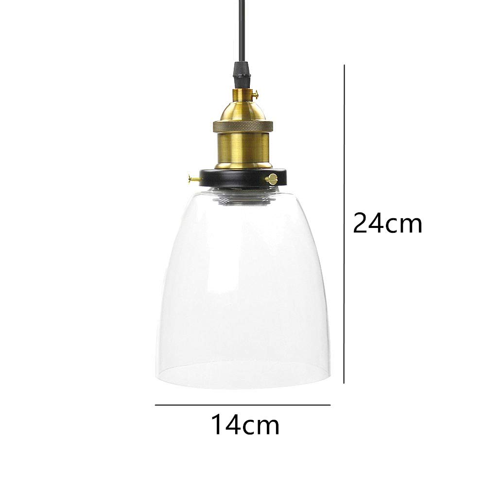 ZEKOO Glass Pendant Hanging Ceiling Light E26 LED Nordic Retro Modern Decorative Stylish and Indirect Adjustable Cord Length Light, Fixture, Base,