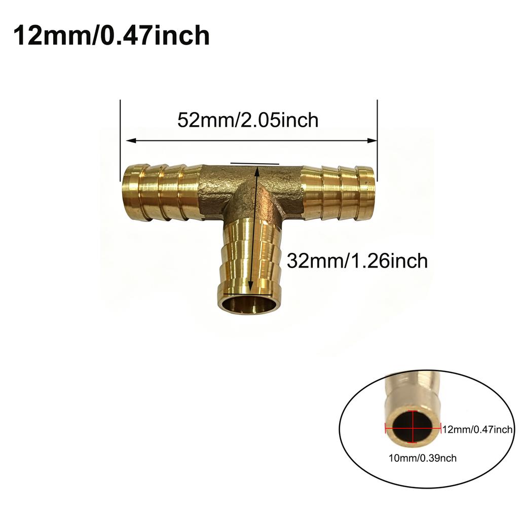 4/5/6/8/10/12/14/19mm Hose Barb Tail Tee 3 Ways Reudcing Brass Pipe Fitting Splitter Coupler Adapter Connector Water Gas Oil