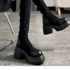 Knight Boots 2025 Autumn and Winter New Versatile Boots Women's Elastic Boots Knee Boots Women's Platform High Heels Women's Shoes