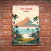 Vintage Metal Sign   Big Island Hawaii Retro Wall Art with Trees Volcano  Sailboat  Perfect for Home Bar Cafe Outd