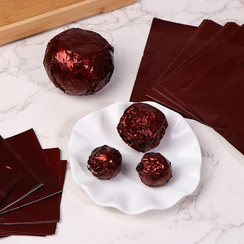 100Pcs Coffee Aluminium Foil Wrapper Paper Wedding Chocolate Wrapping Grip Paper Sheets Wedding Party Candy Packaging