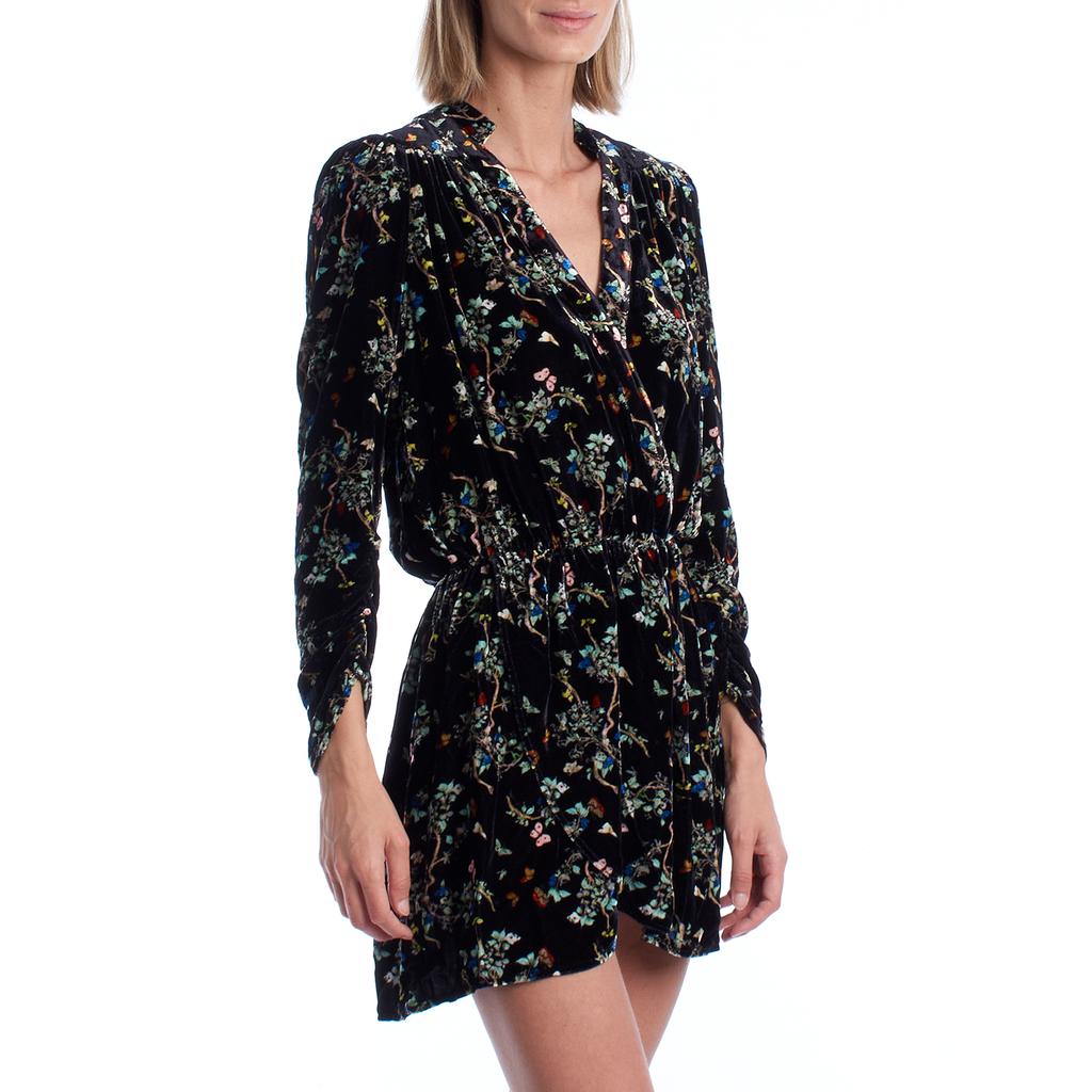 WJCP0425F Printed Velvet Short Dress for Women