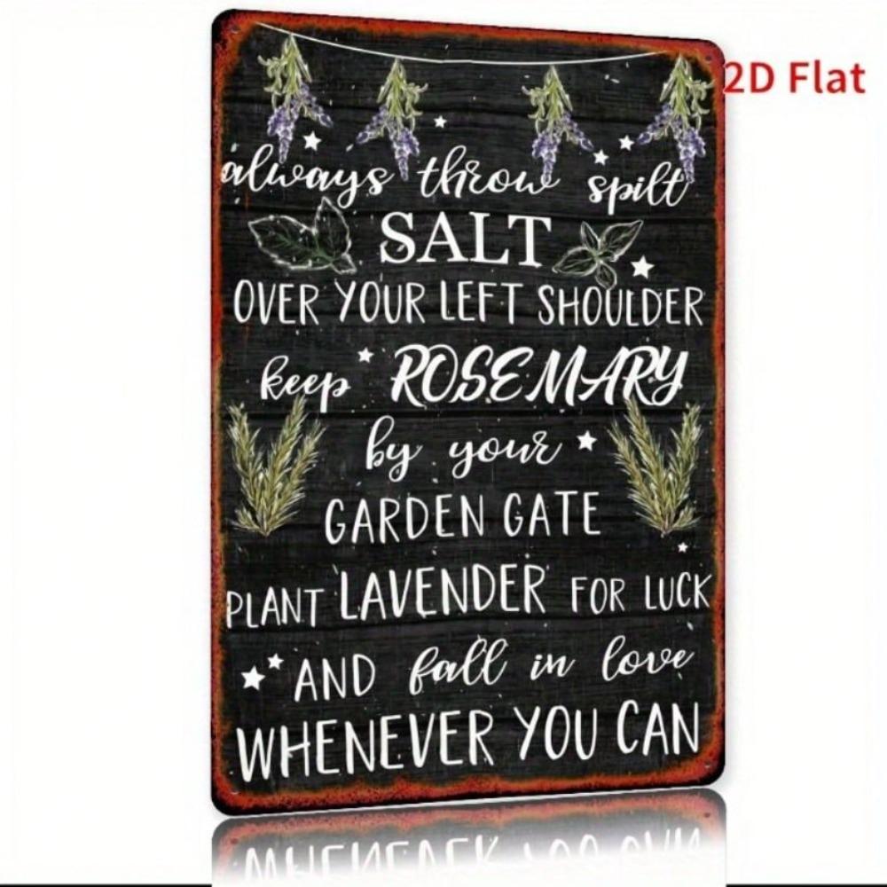 Metal Poster Wall Art, Witch Garden Quote, Rustic Flower Star Decor