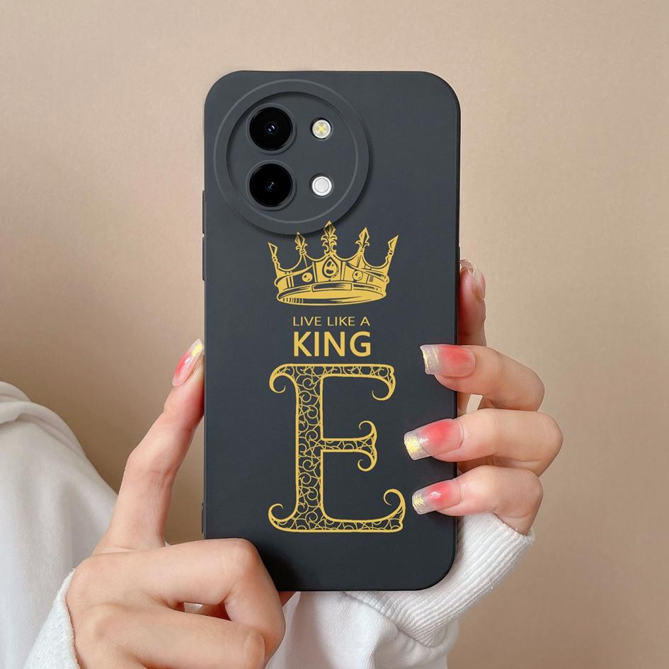 Case Cover For Vivo Y03 T3x Y28 Y38 Y200i T3 X Y 200i Pretty Queen Crown Letters Lens Protection Matte Soft Liquid Silicone Luxury Housing Phone Shell