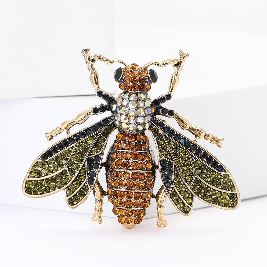 Light Luxury Heavy Industry Alloy Rhinestone Bee Brooch Exquisite Versatile Men'S And Women'S Suit Shirt Corsage Jewelry Pin