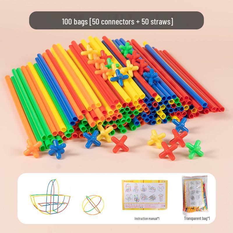 

Дитяча розвивальна збірна іграшка: З єднувальні будівельні блоки зі соломи для творчої гри