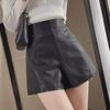 2024 Women's High-Waist PU Leather A-Line Wide-Leg Shorts for Autumn & Winter - Versatile Outdoor Wear