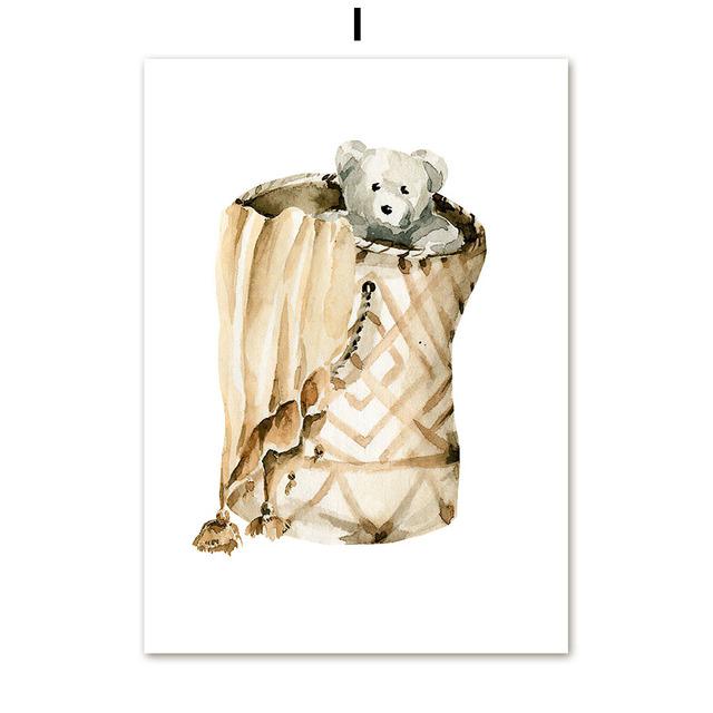 Rainbow Deer Fox Bear Posters Prints Pictures Canvas Boho Art Nursery Wall Decoration Home Paintings Baby Kids For Living Room No Frame