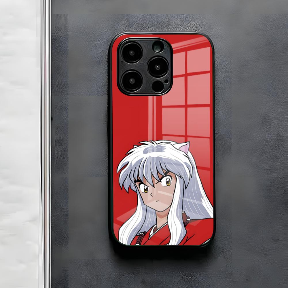 Anime I-Inuyasha Phone Case For IPhone 17 Air 16 E Pro Max 15 14 13 Mini 12 Pro 11 Max Plus Black Glass Cover