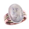 Natural Dendrite Opal Gemstone 925 Sterling Silver Two Tone Ring Size 6.5 t9Y23
