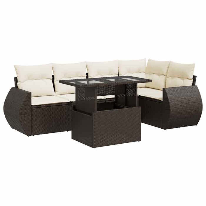 VidaXL Salon de jardin avec coussins 6 pcs marron résine tressée 3326644