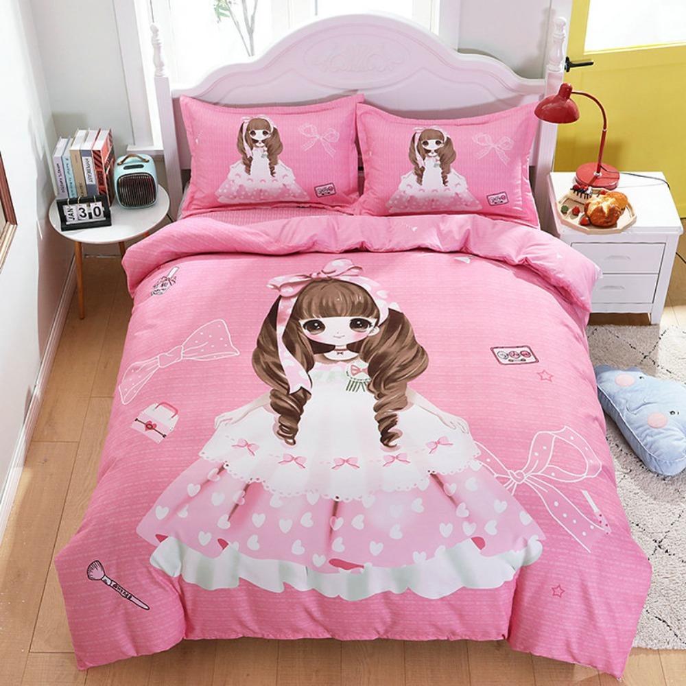The Beautiful Girl Motif ,Microfibre Bedding Sets, Children's Bed Decor Duvet Cover for Teenagers Adult 3-Piece  Puppy Bed Linen