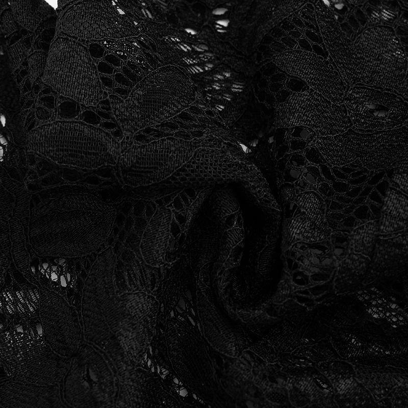 Black Lace Fish-bone Shirts For Women 2026 Spring Summer Chic Short Sleeve O-neck Blouse Lady Street Y2K Tops
