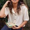 Fashion Hollow Out Short Sleeved Lace Knitted Women Shirt Loose O Neck Thin Summer Shirt Ladies Casual Solid Color Sweet Elegant Blouse Office Tops