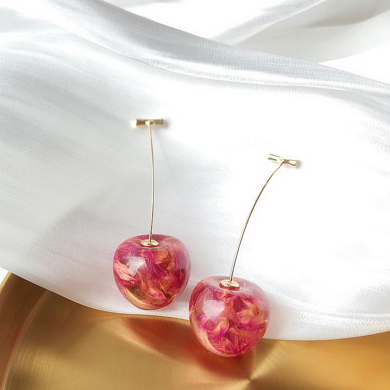 New Temperament Red Cherry Drop Earrings Suitable For Women Personality Sweet Girls Cute Party Earrings Charm Jewelry Gifts