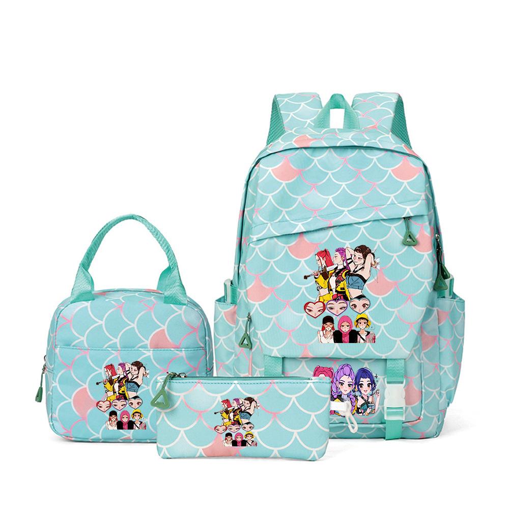 School Season Printed Student Schoolbag Backpack Shoulder Pencil Bag Three-Piece Set