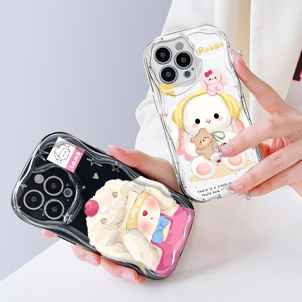 Cute Cartoon Pattern Cream Texture Casing Wavy Edge Soft Silicone Cover Phone Case for Vivo