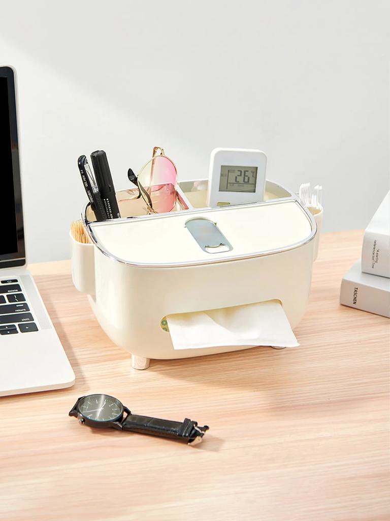 Multi Functional Tissue Storage Box Napkin Holder Living Room Office Desktop Sundries Organizer Paper Tissue Case