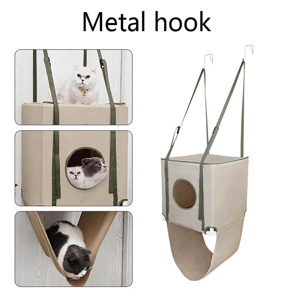 Door-Mounted Cat Hammock Double Layer Adjustable Cat Climber Comfortable Breathable Removable Kitten Lounging Home