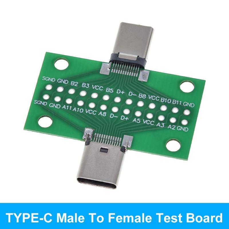 TZT Type-C Male To Female USB 3.1 Test PCB Board Adapter Type C 24P 2.54mm Connector Socket For Data Line Wire Cable Transfer