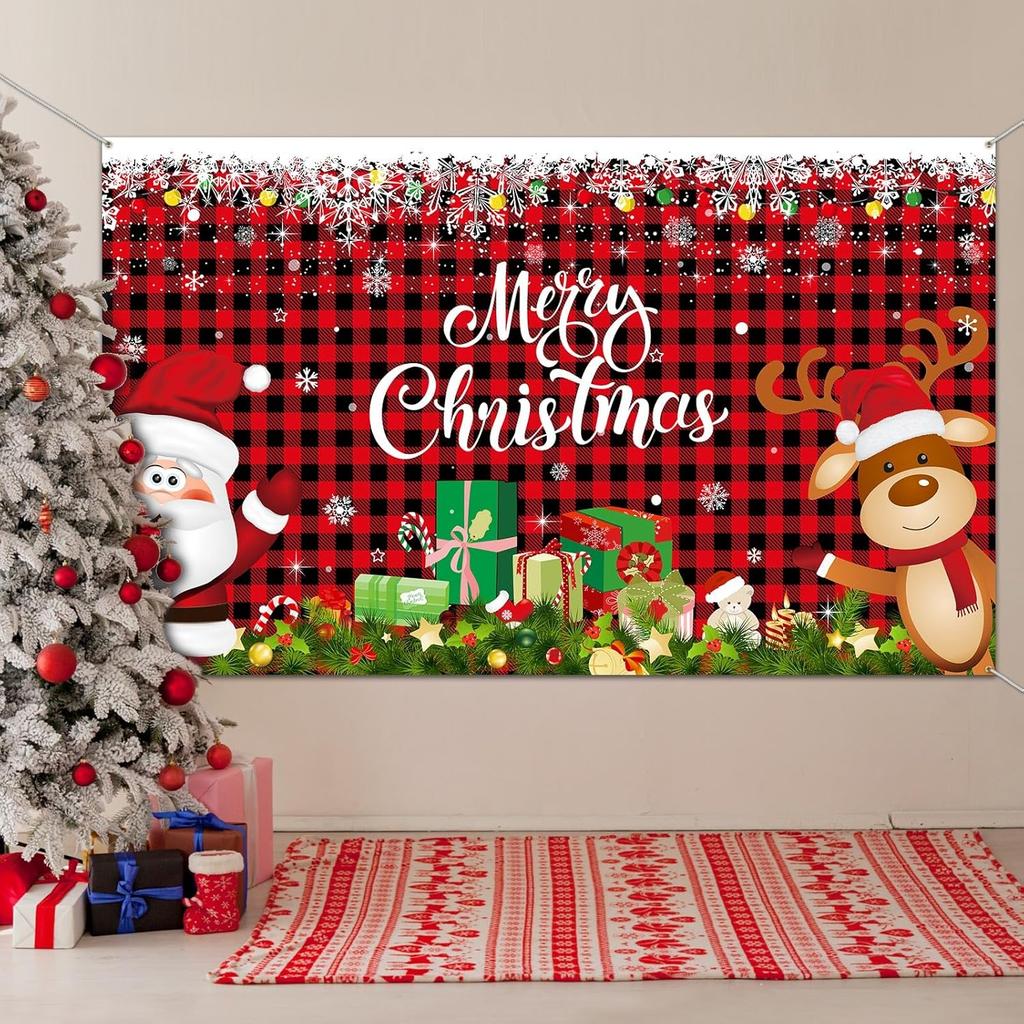 Christmas banner background Santa Claus reindeer Merry Christmas banner Christmas festival party decoration