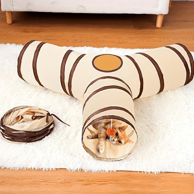 

Foldable Tunnel Toy Y-Shape Play Tube for Kittens S бежевий