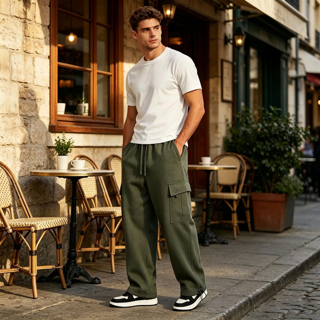 Men's Casual Cargo Pants with Multiple Pockets Loose Fit for Everyday Wear
