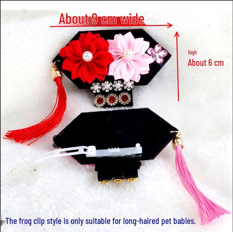 Handmade Plaid Frog Hair Clip for Pets - Suitable for Dogs like Yorkshire, Maltese, Shih Tzu