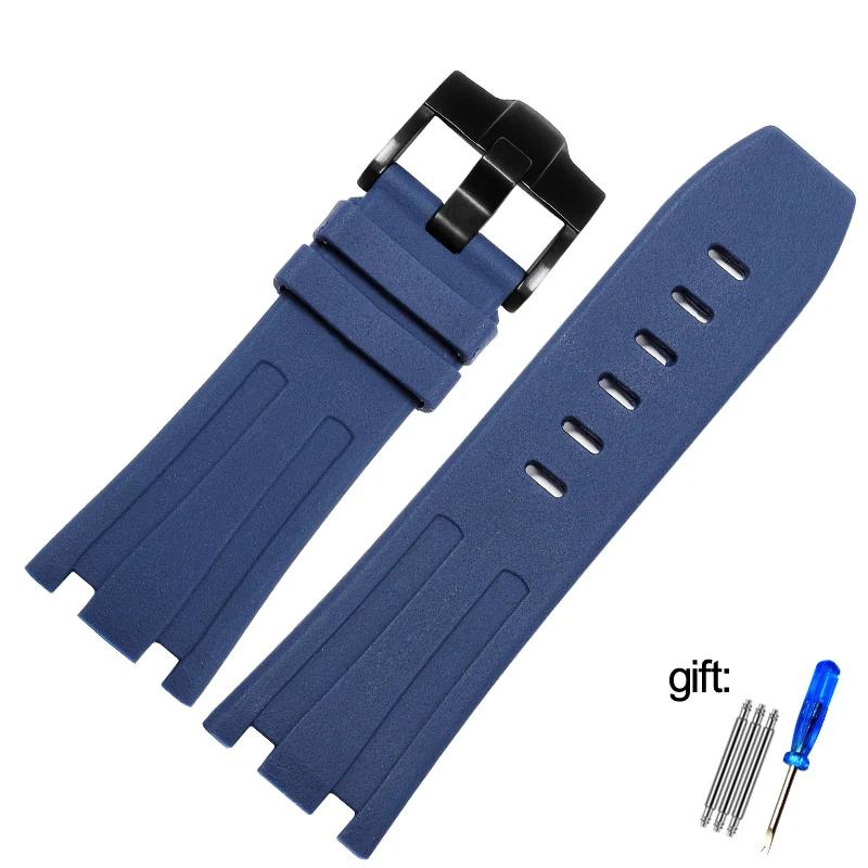 Für AP 15703 Armband Gummi-Uhrenarmband 28mm Schwarz Wasserdicht, Schweißbeständig und Verschleißfest Armband Herren