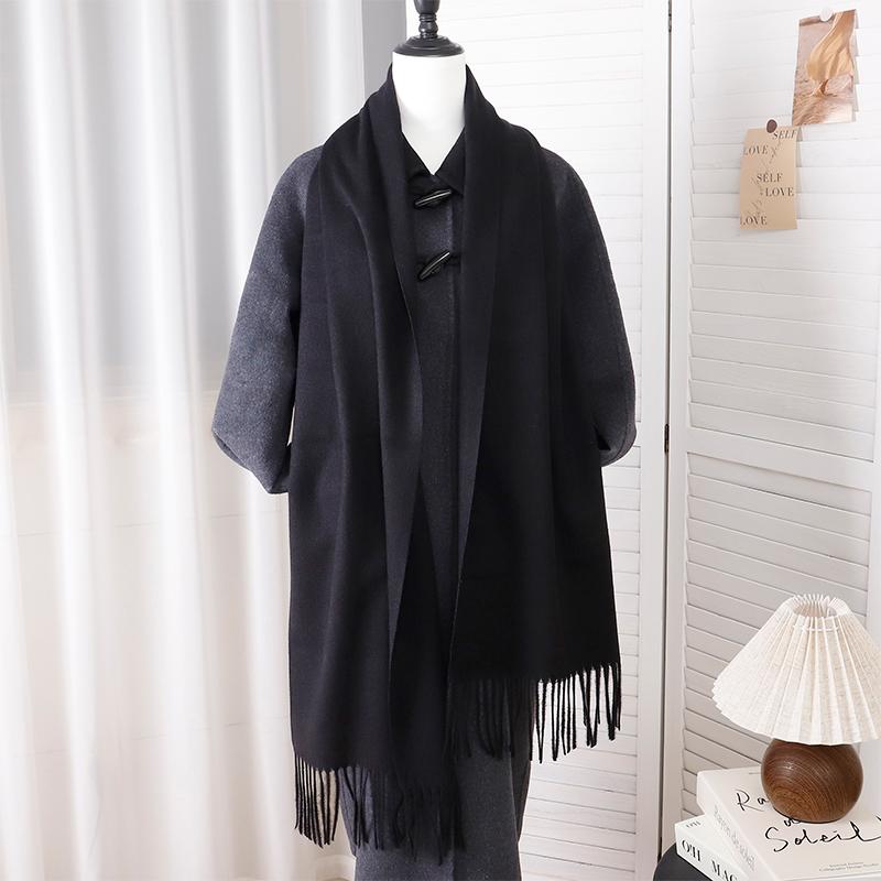 New Designer Luxury Women Warm Scarf Winter Cashmere Shawls Thick Solid Neckerchief Hijab Wraps Tassls Pashmina Foulard