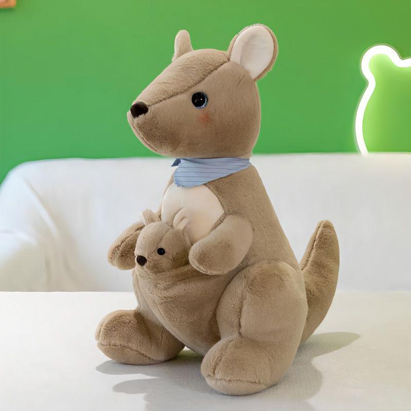Schattig Kangoeroe Pluche Speelgoed Met Baby Joey Zacht Knuffeldier Pop Pluizig Sierkussen Voor Slaapkamer Decor Creatief Verjaardagscadeau 26cm gray