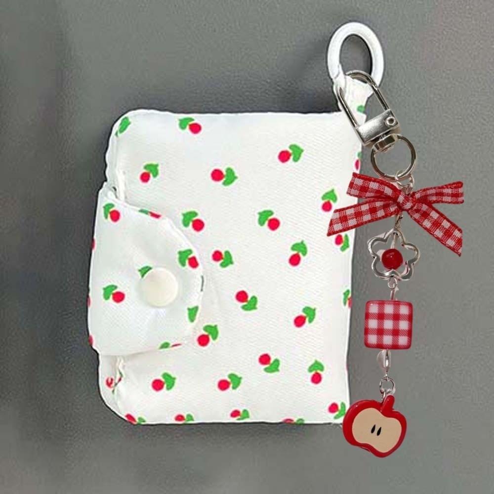 

Floral Print Small Makeup Lipstick Bag Cherry Mini Cloth Storage Bag Students белый