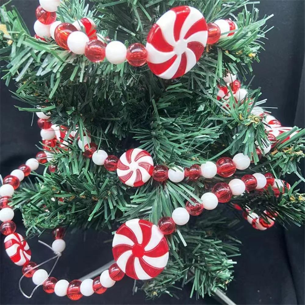 Lollipop Christmas Peppermint Bead String Acrylic Wreath Candy Pendant  Kids