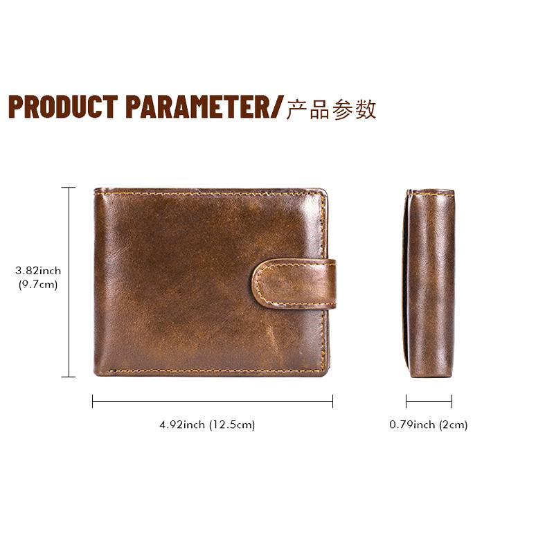 Pánská kožená peněženka s klipem na mince, evropská a americká móda, multifunkční, první vrstva, hovězí kůže, obchodní retro